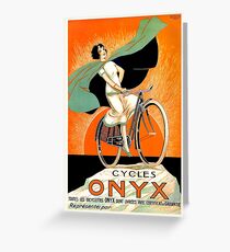 Tarjeta de felicitación 1925 Onyx Cycles cartel publicitario francés