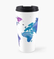 Watercolor Map of the World Travel Mug