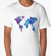 Watercolor Map of the World Long T-Shirt
