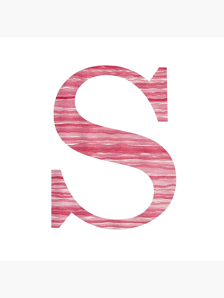 Letter S Red Watercolor Stripes Initial Monogram by theartofvikki