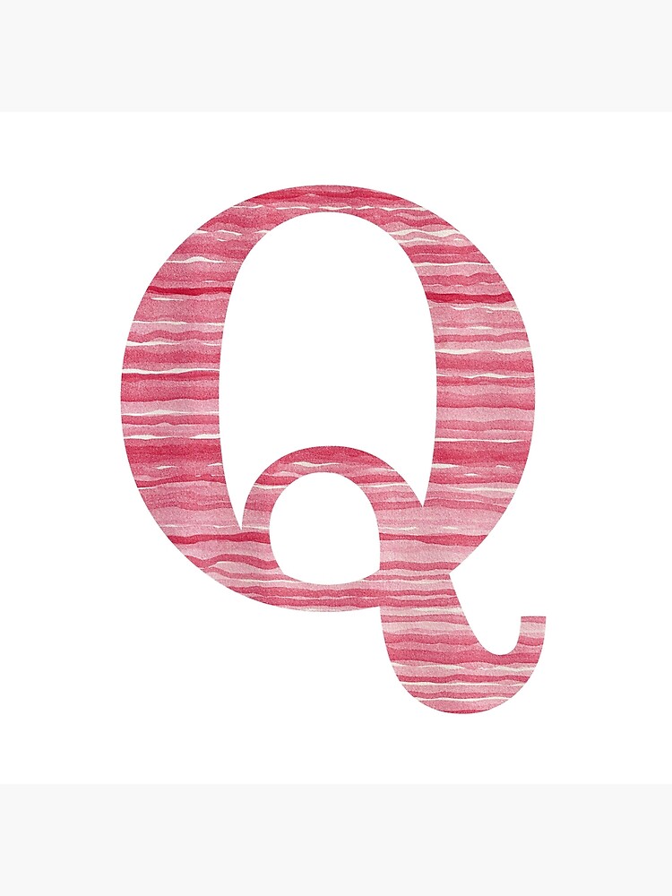 Letter Q Red Watercolor Stripes Initial Monogram by theartofvikki