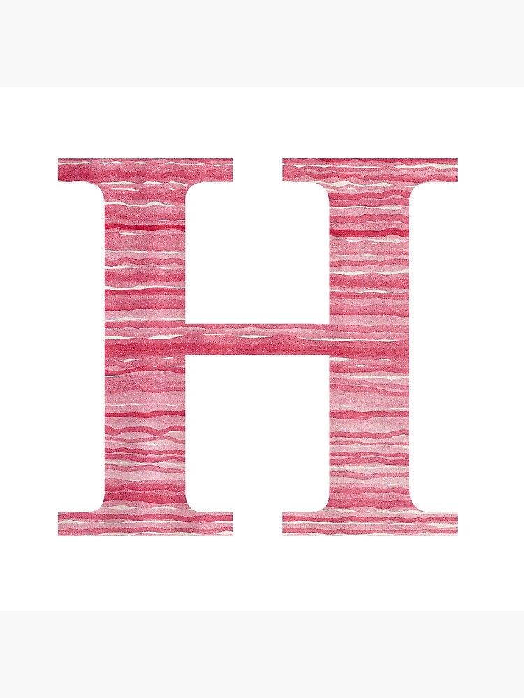Letter H Red Watercolor Stripes Initial Monogram by theartofvikki