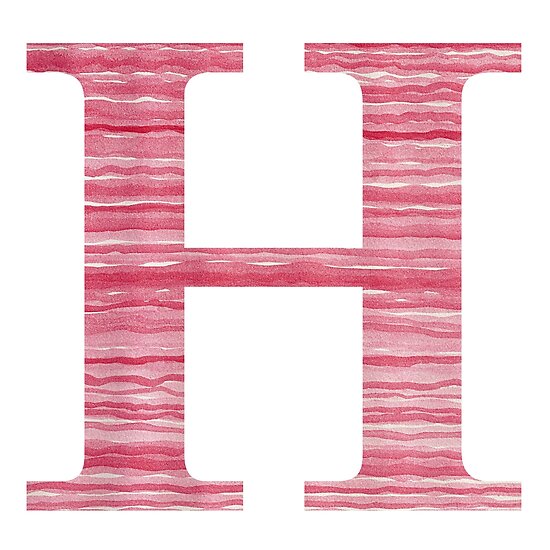 letter h red watercolor stripes initial monogram poster