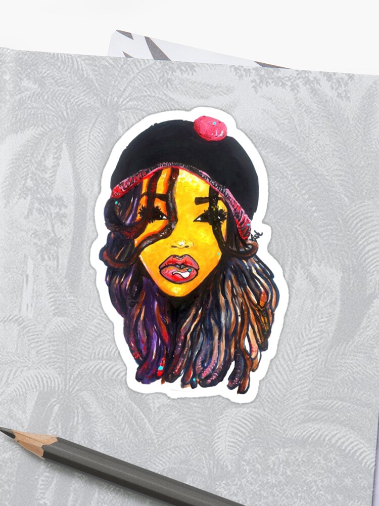 Jamaican Women Dope Dreads Locs Natural Hair Rasta Girl Sticker