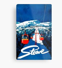Lámina metálica Cartel del esquí del viaje del invierno de la góndola de Stowe del vintage