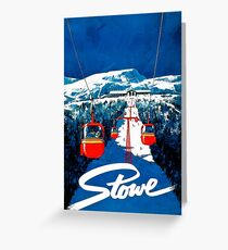 Vintage winter wonderland gondola winter sport snow ski Greeting Card