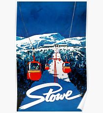 Vintage winter wonderland gondola winter sport snow ski Poster