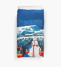 Vintage winter wonderland gondola winter sport snow ski Duvet Cover