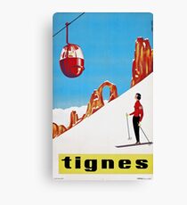 She Skis Alone, Vintage ski sport poster art Canvas Print