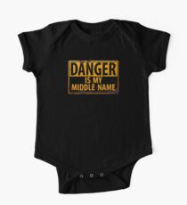 DANGER, Is My Middle Name - Metal Caution Warning Rusty Sign Short Sleeve Baby One-Piece