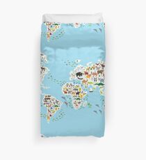 animal world map Duvet Cover