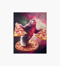 Funny Space Sloth With Pizza Art Board