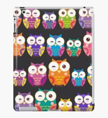 bright colorful owls on black background iPad Case/Skin