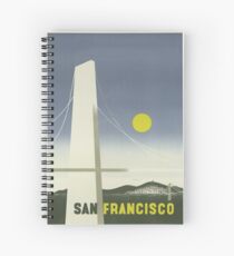 Golden Gate Bridge, San Francisco - Vintage Travel Poster Spiral Notebook