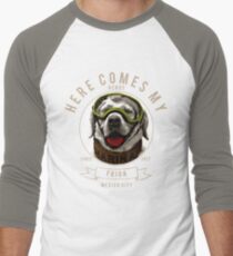 Frida the Mexican Rescue Dog Engraving Men's Baseball ¾ T-Shirt