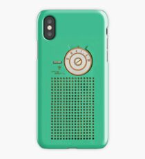 Retro geek Transistor Radio design in mint seafoam green iPhone Case
