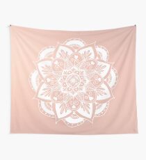 Tela decorativa Mandala de flores en oro rosa