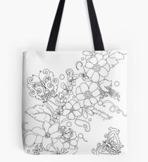 Spring flowers and butterflies -colorable design Tote Bag