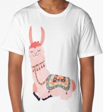 Cute Lama Sticker Long T-Shirt