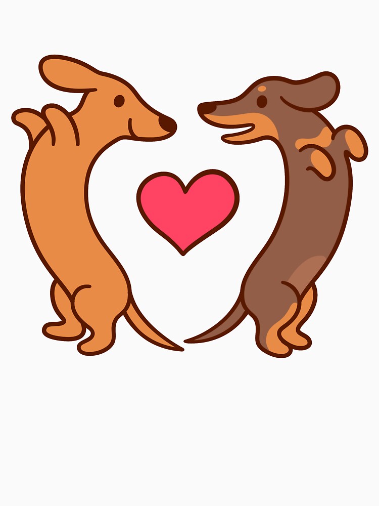 Cute cartoon dachshunds in love by irmirx