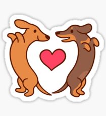 Cute cartoon dachshunds in love Sticker