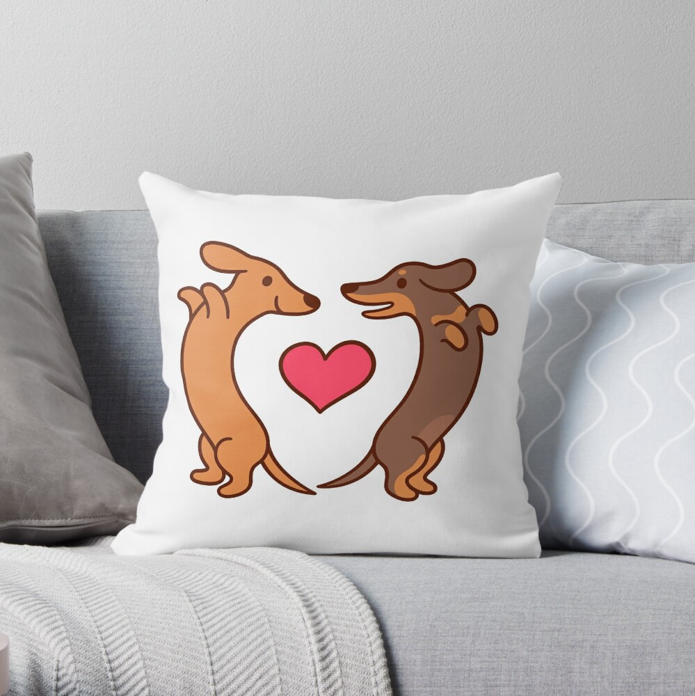  Coussin   Teckels de dessin  anim  mignon en amour  par 