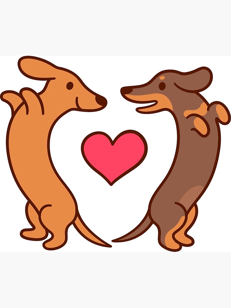Cute cartoon dachshunds in love by irmirx