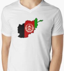Afghanistan Flag Map Men's V-Neck T-Shirt