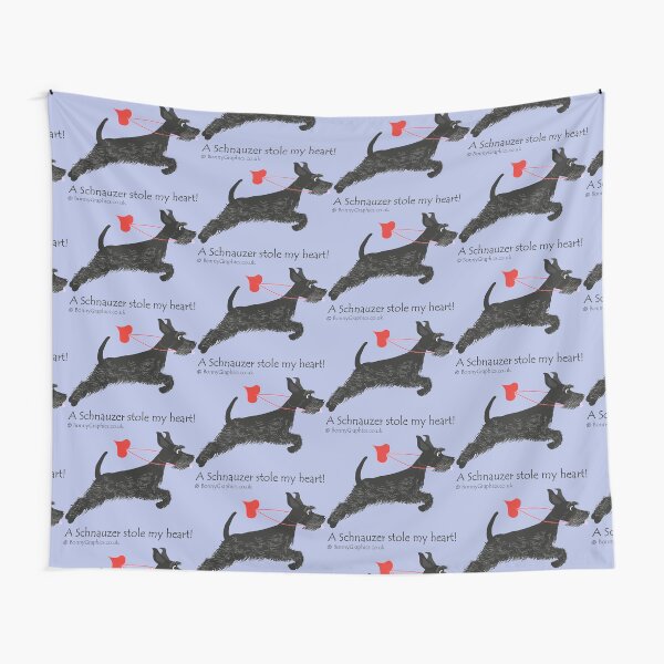 A schnauzer stole my heart (black) Tapestry