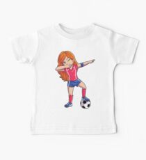 Tupfendes Fußball-Mädchen-Tupfen-Tanz-T-Shirt lustiges Fußball-T-Stück Weltcup 2018 Baby T-Shirt