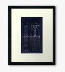 Antique Blueprint of the Brooklyn Bridge, East River Bridge Framed Print