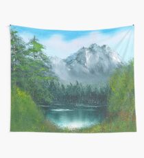 Lake by the mountain side Wall Tapestry