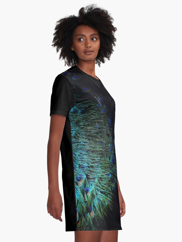 Alternate view of Peacock Feather Graphic T-Shirt Dress