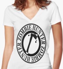 zombie hunter Women's Fitted V-Neck T-Shirt