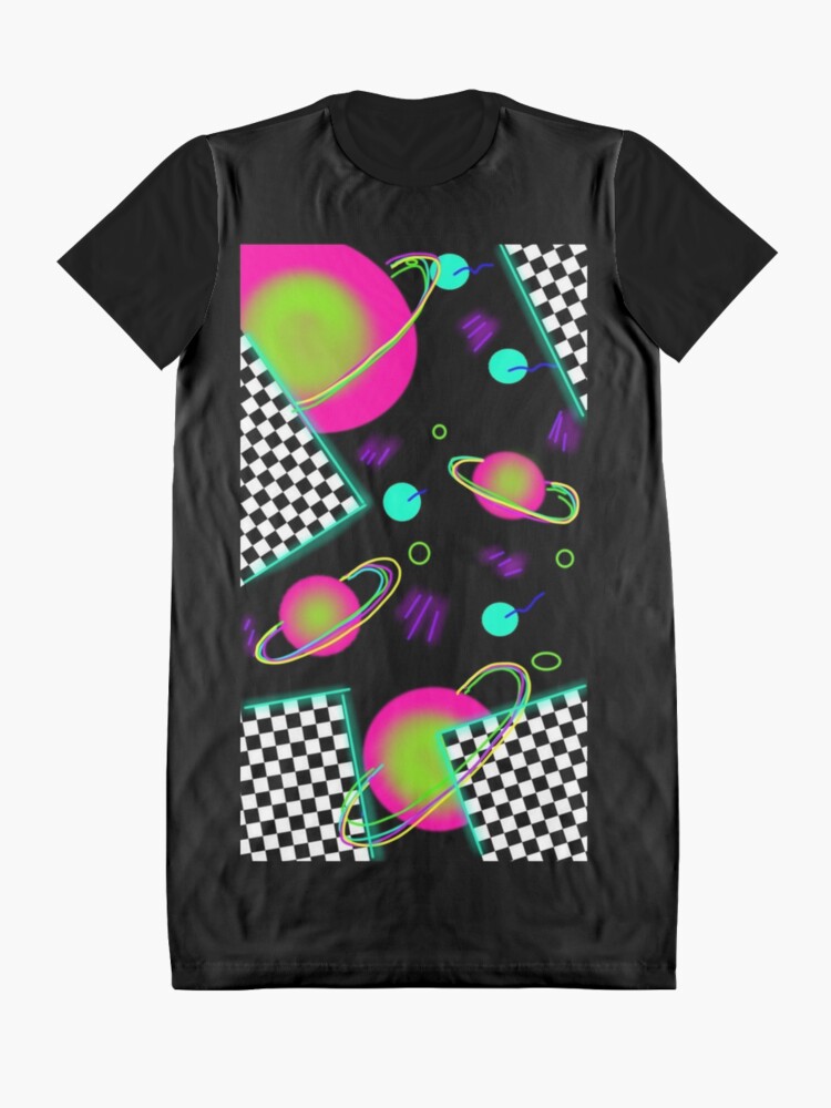 Alternate view of trippy neon 80's space party - planets and space globs Graphic T-Shirt Dress
