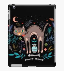 Floral and Cat at night iPad Case/Skin