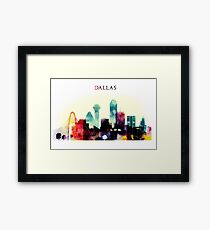 Dallas Texas skyline watercolor design poster Framed Print