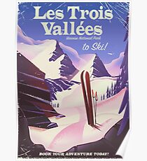 Les Trois Vallées Ski Reiseplakat Poster
