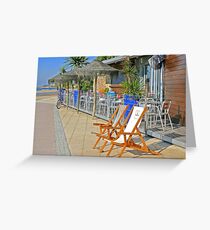 beach bar. windsurf. cafe. surf school Greeting Card