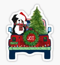 Cute Bernese Mt Dog Christmas Jeep Berner Puppy Sticker