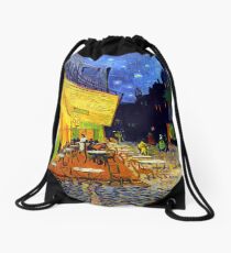 Cafe Terrace at Night - Van Gogh Drawstring Bag