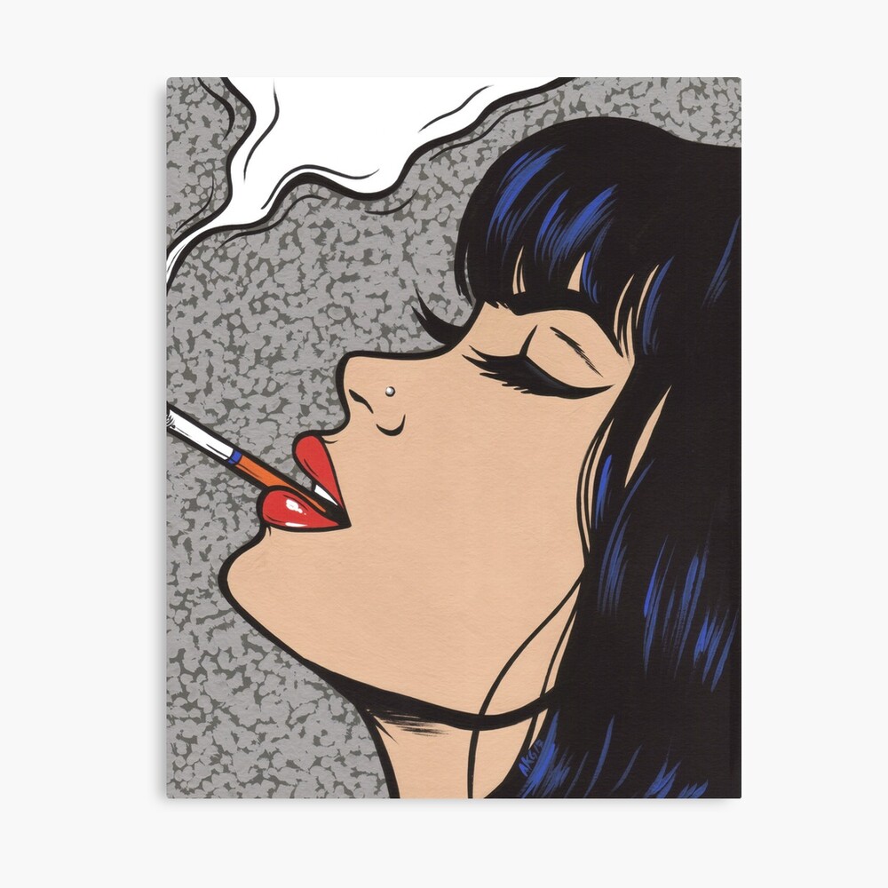 Smoking Comic Pop Art Girl Canvas Print