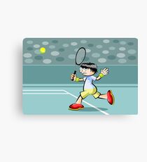 Child running to reach the tennis ball Canvas Print