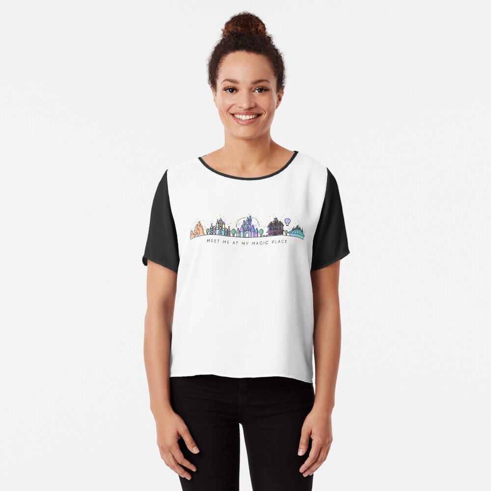 Meet me at my Magic Place. Happiest Place on Earth. Theme Park Skyline. Florida, Paris, California. Chiffon Top