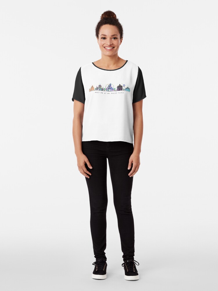 Alternate view of Meet me at my Magic Place. Happiest Place on Earth. Theme Park Skyline. Florida, Paris, California. Chiffon Top