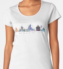 Meet me at my Magic Place. Happiest Place on Earth. Theme Park Skyline. Florida, Paris, California. Women's Premium T-Shirt