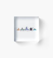 Meet me at my Magic Place. Happiest Place on Earth. Theme Park Skyline. Florida, Paris, California. Acrylic Block