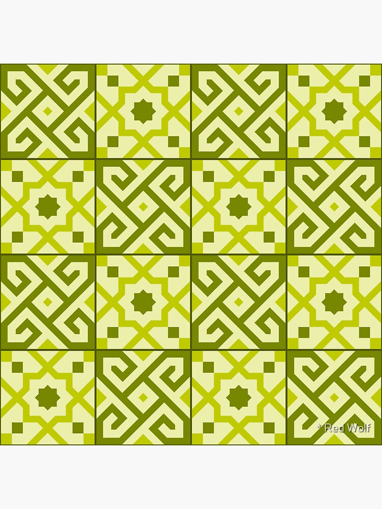 Geometric Pattern: Tiles: Green by redwolfoz