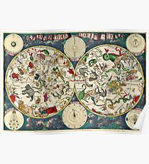 Celestial, Map, from the golden age of, Netherlandish, cartography, by the Dutch cartographer Frederik de Wit. Poster