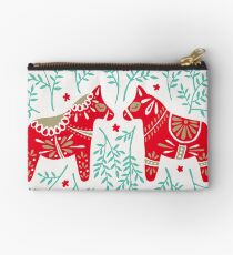 Swedish Dala Horses – Red & Mint Palette Zipper Pouch